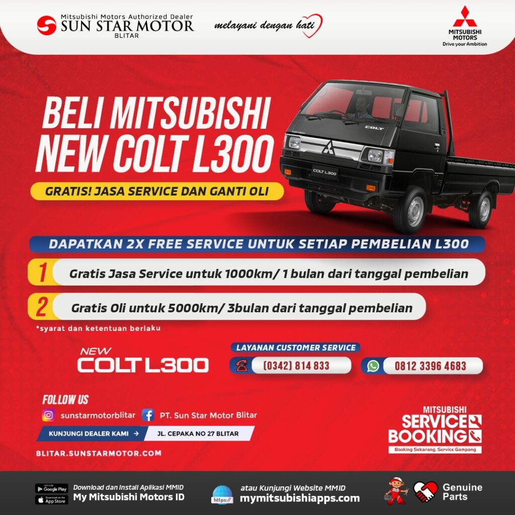 BELI MITSUBISHI NEW COLT L300 GRATIS JASA SERVICE DAN GANTI OLI DI PT. SUN STAR MOTOR BLITAR