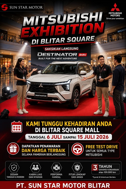 PAMERAN MITSUBISHI DESTINATOR DI MALL BLITAR SQUARE BULAN JULI 2026